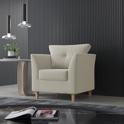 Poltrona Decorativa Sala Quarto Recepção Isis Suede Bege - Visalar - 1