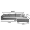 Sofá de Canto com Chaise de Casal em Sarja Cinza,  3,20m x 1,70m - 3