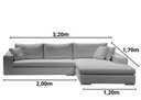 Ver imagem 3 de Sofá de Canto com Chaise de Casal em Sarja Cinza, 3,20m x 1,70m