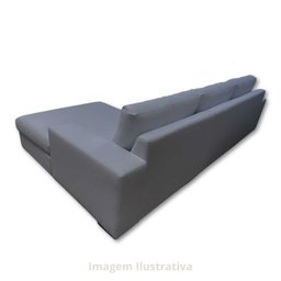 Sofá de Canto com Chaise de Casal em Sarja Cinza,  3,20m x 1,70m - 5