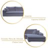 Sofá de Canto com Chaise de Casal em Sarja Cinza,  3,20m x 1,70m - 4