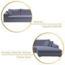 Ver imagem 4 de Sofá de Canto com Chaise de Casal em Sarja Cinza, 3,20m x 1,70m