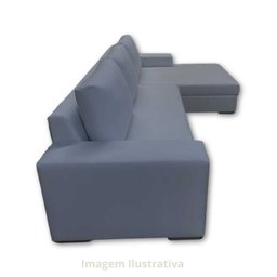 Sofá de Canto com Chaise de Casal em Sarja Cinza,  3,20m x 1,70m - 4