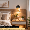 Ver imagem 2 de Lustre Pendente 33cm Vidro Âmbar Metal Preto Cilíndrico Luminária Teto Gimpo Kjdde-262