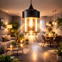 Ver imagem 5 de Lustre Pendente 33cm Vidro Âmbar Metal Preto Cilíndrico Luminária Teto Gimpo Kjdde-262
