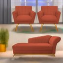 Ver imagem 1 de Kit Diva Recamier Vanessa 160cm Lado Esquerdo e 02 Poltronas Laura Suede - Doce Sonho Móveis RECAMIE
