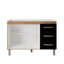 Ver imagem 2 de Balcão para Pia de Cozinha 1,20m Bianca com 2 Portas e 3 Gavetas Savana/preto - Moblis