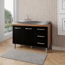 Ver imagem 3 de Balcão para Pia de Cozinha 1,20m Bianca com 2 Portas e 3 Gavetas Savana/preto - Moblis