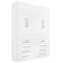 Ver imagem 1 de Guarda Roupa Solteiro 4 Portas 6 Gavetas - Mônaco-Branco - Móveis D' Doro