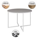 Ver imagem 3 de Mesa Jantar Industrial Redonda 110cm Branca Base V Ferro Branco c/ 4 Cadeira Eames Branca Base Madei