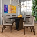 Ver imagem 1 de Mesa com 6 Cadeiras Qatar 1,60 Imb/preto/bege - Móveis Arapongas Imbuia/preto/bege 03