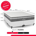 Ver imagem 4 de Cama Box Queen Branco + Colchão Paris Molas Ensacadas Cinza Couro Branco/cinza