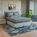Ver imagem 1 de Cama Box Queen Branco + Colchão Paris Molas Ensacadas Cinza Couro Branco/cinza