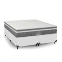 Ver imagem 7 de Cama Box Queen Branco + Colchão Paris Molas Ensacadas Cinza Couro Branco/cinza