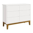 Ver imagem 1 de Cômoda Infantil Classic 6 Gavetas Branco Fosco com Pés Amadeirado - Reller Móveis Branco Fosco