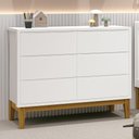 Ver imagem 2 de Cômoda Infantil Classic 6 Gavetas Branco Fosco com Pés Amadeirado - Reller Móveis Branco Fosco