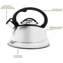 Chaleira com Apito Linha Roma Inox 2.7l 4875/100 - Brinox - 4