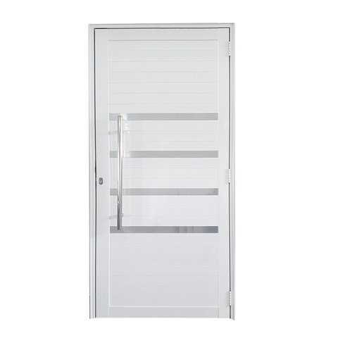 Porta Lambril de Alumínio Branco com Puxador e Friso Linha 30 Roma - Direita / 210 x 80