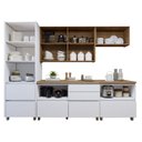 Ver imagem 5 de Cozinha Completa Modulada 5 Peças 8 Portas 6 Gavetas Norten Branco/Nature