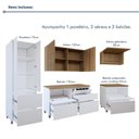 Ver imagem 6 de Cozinha Completa Modulada 5 Peças 8 Portas 6 Gavetas Norten Branco/Nature