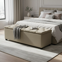 Ver imagem 3 de Puf Baú Estofado em Capitonê Queen 160x40x45cm na Cor Bege - Ampla Capacidade de Armazenamento