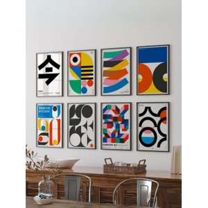 Kit 8 Quadros Decorativos Formas Geometricas Modernas