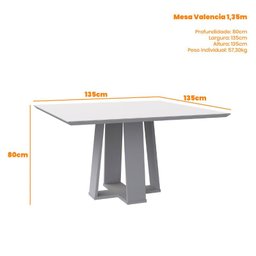 Mesa de Jantar Tampo com Vidro Valencia 135x135 Off White - PR Móveis - 4