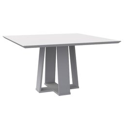 Mesa de Jantar Tampo com Vidro Valencia 135x135 Off White - PR Móveis - 1