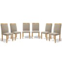 Ver imagem 1 de Kit com 6 Cadeiras Agnes Madeira Maciça Estofadas para Mesa de Jantar Veludo Bege 102