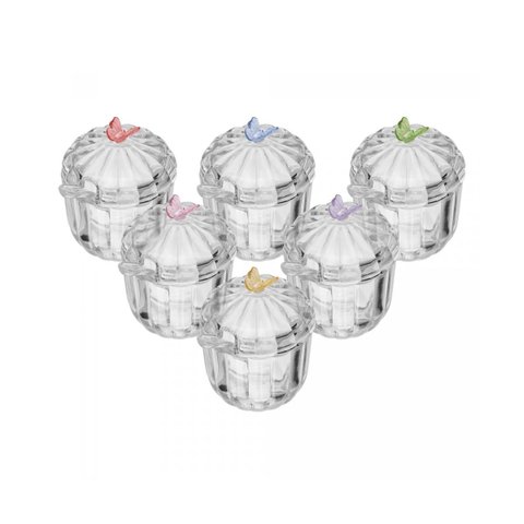 Acucareiro com Colher Fairy Butterfly Sortido Cristal 8cm X 9,5cm Lyor