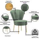 Ver imagem 4 de Cadeira para Recepção Moderna Sala de Espera Ergonômica Tecido Veludo Confortável Pés de Ferro