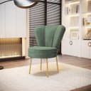Ver imagem 1 de Cadeira para Recepção Moderna Sala de Espera Ergonômica Tecido Veludo Confortável Pés de Ferro