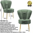 Ver imagem 3 de Cadeira para Recepção Moderna Sala de Espera Ergonômica Tecido Veludo Confortável Pés de Ferro