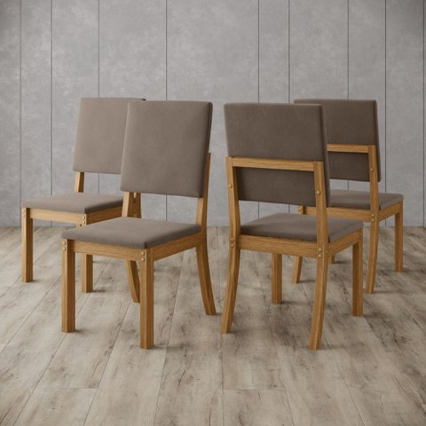 Kit 4 Cadeiras para Mesa de Jantar Milla Henn - Marrom Amêndoa