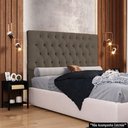 Ver imagem 2 de Cabeceira Casal King 195cm Cristal Bouclê Marrom e 2 Mesas Laterais Plaza Lc1 Preto - Mpozenato