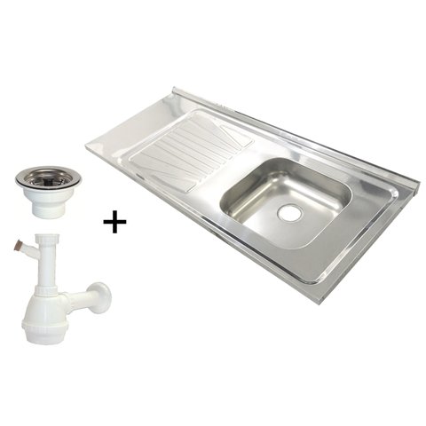 Pia Inox Fabrinox PSD1200D 120x52cm, cuba direita, válvula e sifão