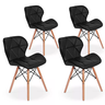 Kit 4x Cadeira de Jantar Charles Eames Eiffel Slim Estofada Preta - 1