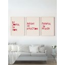 Ver imagem 1 de Kit 3 Quadros Decorativos Seja Paciente e Fiel Nas Orações Frase Ingles Moderno Minimalista