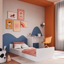 Ver imagem 1 de Cama Infanto Juvenil com Escrivaninha Solteiro Branco Completa Móveis