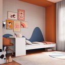 Ver imagem 3 de Cama Infanto Juvenil com Escrivaninha Solteiro Branco Completa Móveis