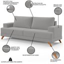 Ver imagem 3 de Sofá 160cm 2 Lugares Pés Curvos Santi Suede D05 Cinza - Mpozenato