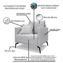 Ver imagem 6 de Kit Poltrona E Sofá 2 Lugares 1,80m Pés Metálicos Cinza
