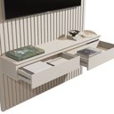 Ver imagem 5 de Painel Ripado Suspenso para TV até 55 Polegadas 100% MDF 138,6cmx240cm 2 Gavetas Arbo