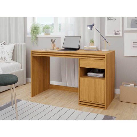 Mesa Escrivaninha com Gaveta para Escritorio Notebook Pc 1,20m Nature - Mila Permobili