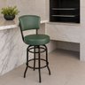 Banqueta Alta Bar Giratória com Encosto Cor Preta Assento Grosso Confortável Cor Verde - 1