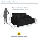 Ver imagem 4 de Sofa Retratil Boston 220cm Kc Rei de Casa Veludo Preto