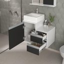 Ver imagem 5 de Conjunto Gabinete Banheiro Cross 60 (gabinete+espelheira+cuba) Branco Preto