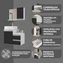 Ver imagem 2 de Conjunto Gabinete Banheiro Cross 60 (gabinete+espelheira+cuba) Branco Preto