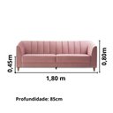 Ver imagem 2 de Sofá 2 Lugares 1,80m, Veludo Rose - Ros001:rose