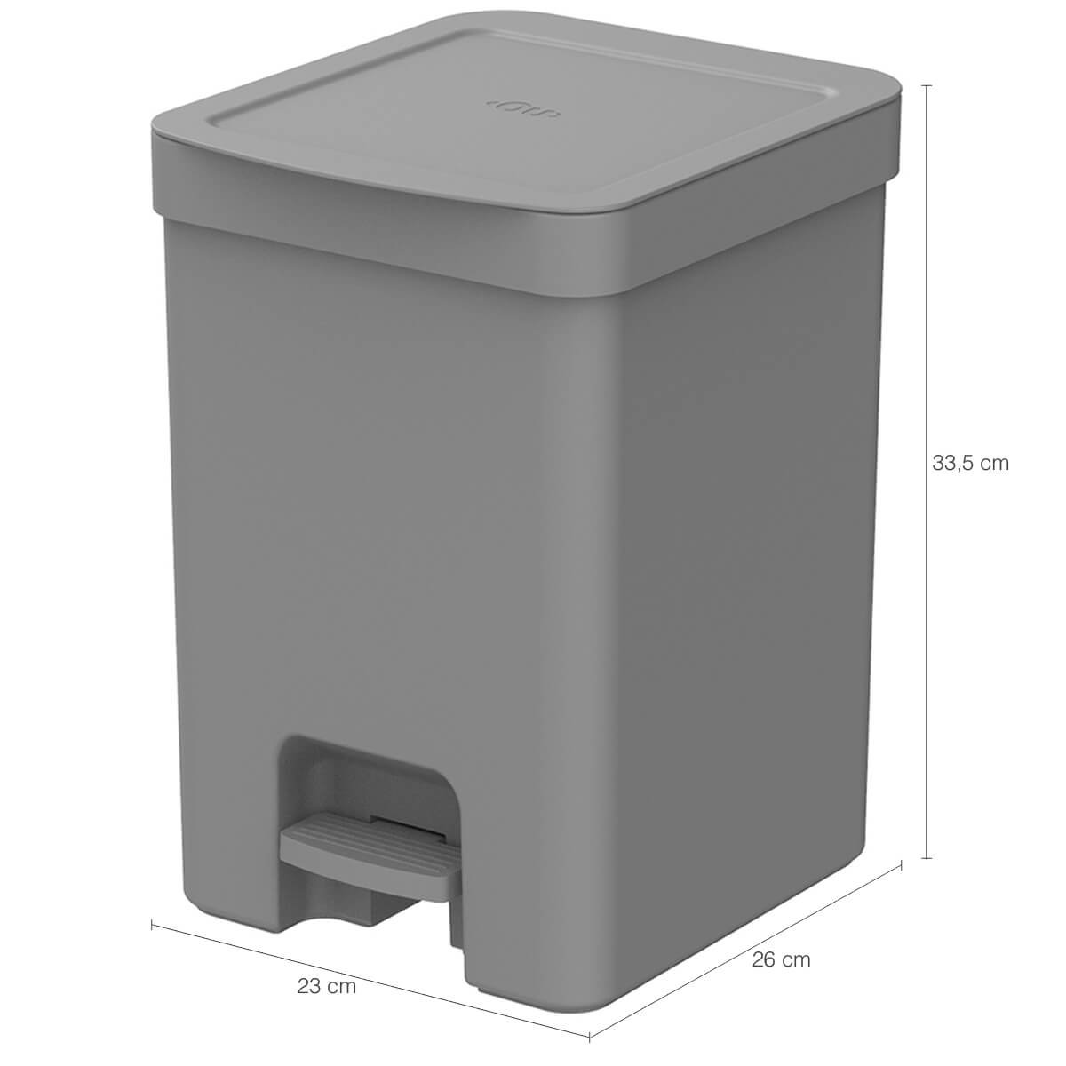 Lixeira de Pedal OU Cesto de Lixo para Cozinha Escritório Linha Trium 12 Litros Chumbo - 3